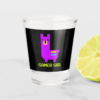 Vaso De Chupito Gift de Llama | Chica Cute Alpaca Llama Gamer de 8