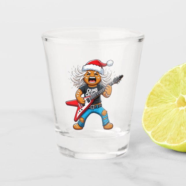 Vaso De Chupito Gingerbread Rock Guitar Navidad 2026 Fiesta   (Anverso)