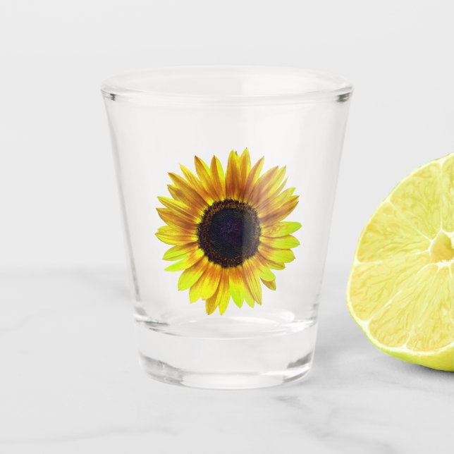 Vaso De Chupito Girasol amarillo brillante hermoso - (Anverso)