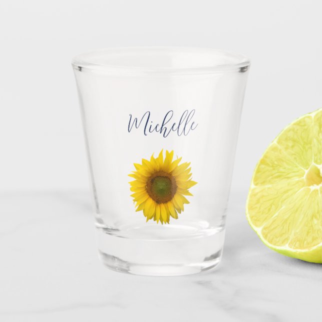 Vaso De Chupito Girasol amarillo personalizado (Anverso)