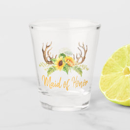 Vaso De Chupito Girasoles Amarillos Vegetación Cuerna Dama de Hono