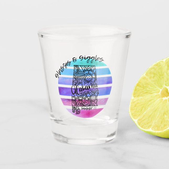 Vaso De Chupito Glass Alabama de Estado Shot Glass Giggles (Anverso)