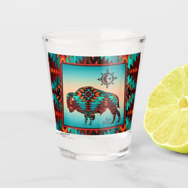 Vaso De Chupito Glass de Búfalo del Suroeste (Anverso)
