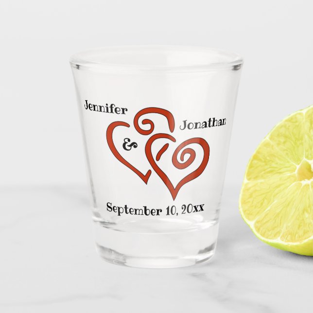 Vaso De Chupito Glass de diseño de corazón entrelazado (Anverso)