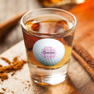 Vaso De Chupito Glass de disparo personalizado de Golf Pink Argyle