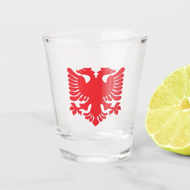 Vaso De Chupito Glass de la águila roja albanesa (Anverso)