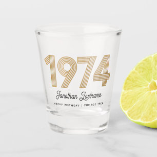 Vaso De Chupito Glass de oro y negro de 1974 de cumpleaños 50