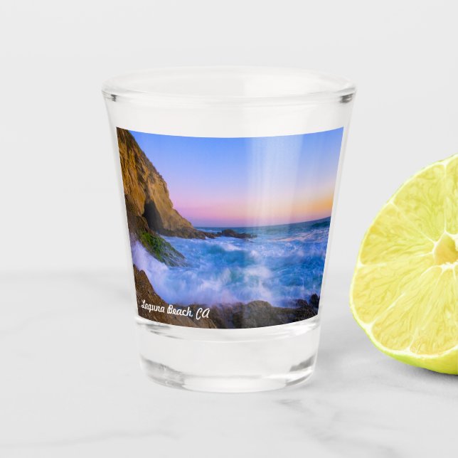 Vaso De Chupito Glass de recuerdo de Laguna Beach California (Anverso)