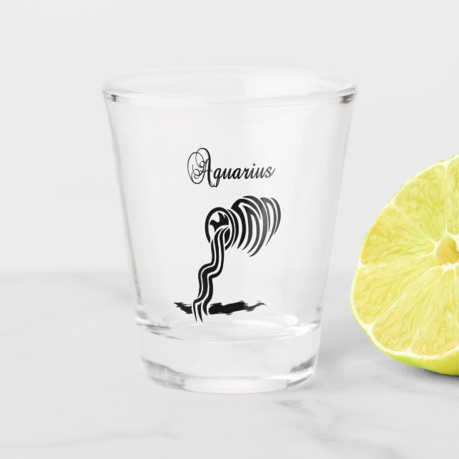 Vaso De Chupito Glass de Rótulo Aquarius Zodiac (Anverso)