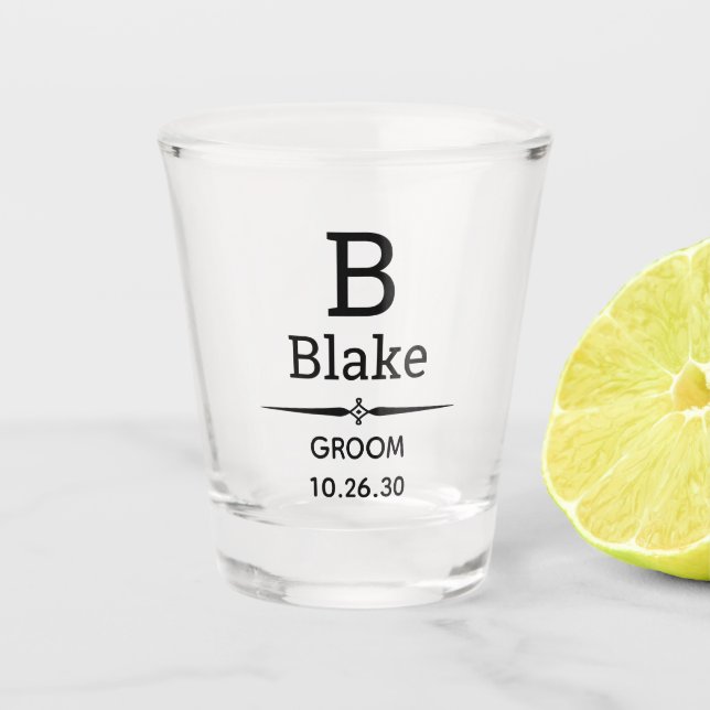 Vaso De Chupito Glass Groom Monogramed Shot (Anverso)