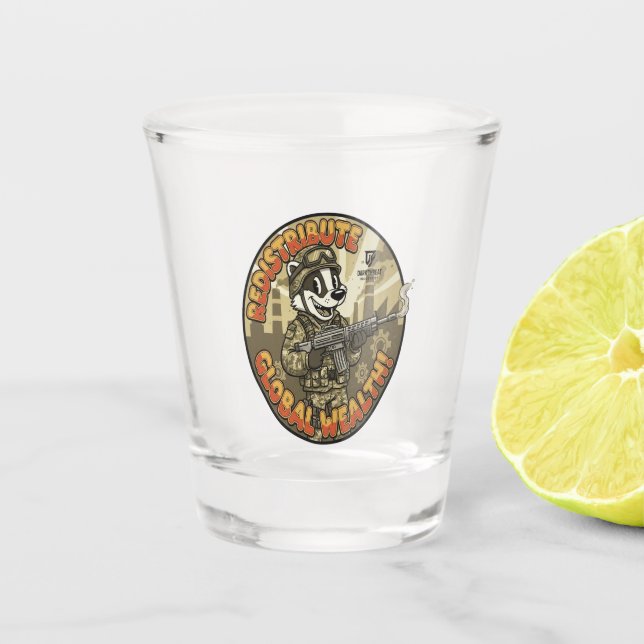 Vaso de chupito Global Wealth Badger (Anverso)