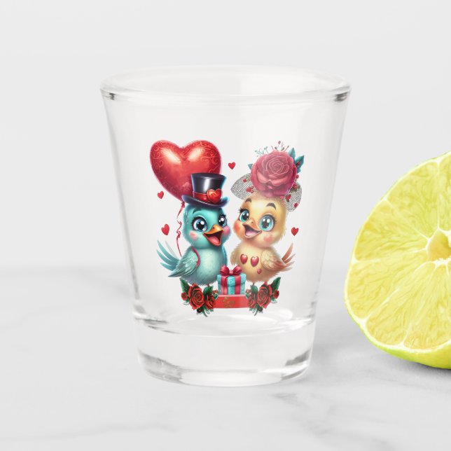 Vaso De Chupito Globo cardíaco y magia Rosa: un romance de plumas, (Anverso)