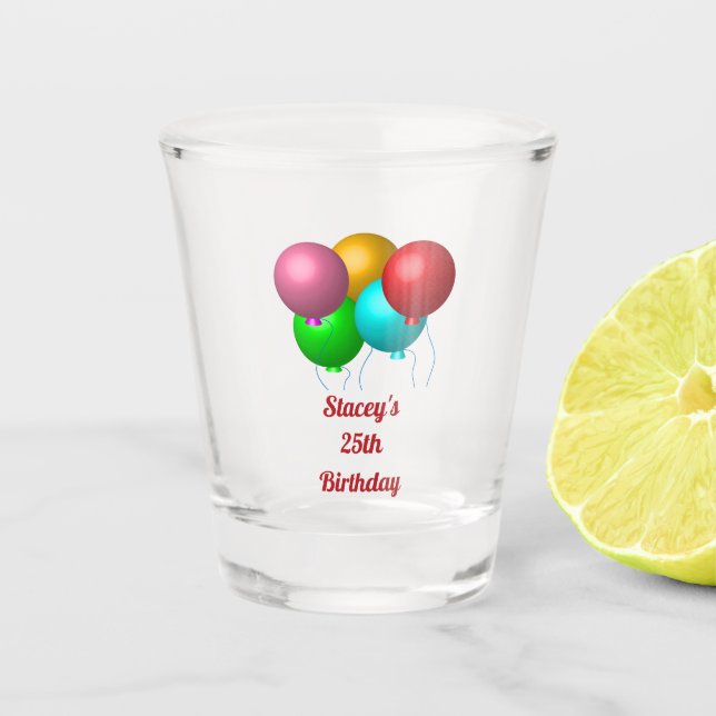 Vaso De Chupito Globos de cinco cumpleaños personalizados (Anverso)