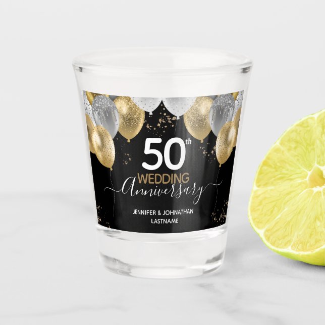 Vaso De Chupito Globos de oro de 50 años (Anverso)