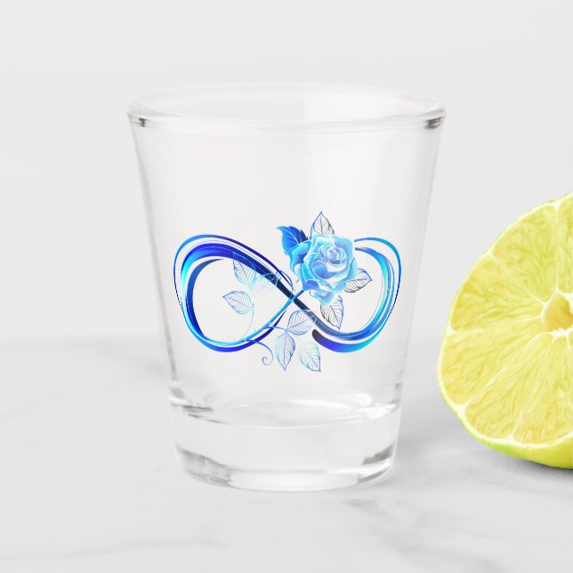 Vaso De Chupito Glowing infinity with blue rose (Anverso)