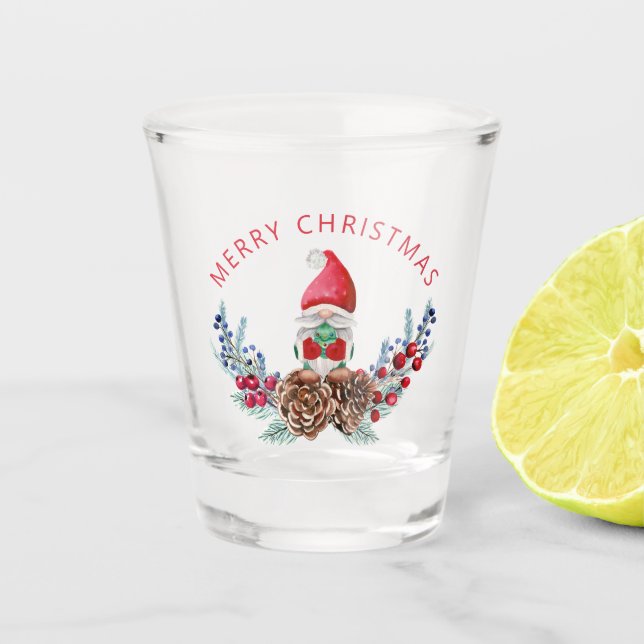 Vaso De Chupito Gnome navidades en Wreath (Anverso)