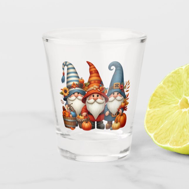 Vaso De Chupito Gnomes de otoño de vidrio caliente (Anverso)