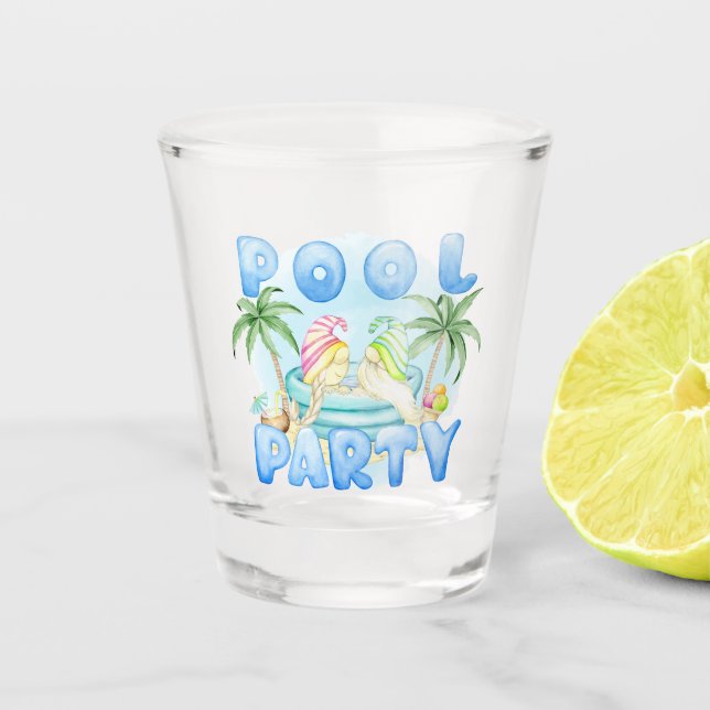 Vaso De Chupito Gnomos de Fiesta en la Piscina (Anverso)