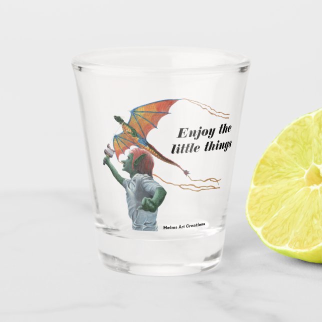 Vaso De Chupito Goblin Flying Dragon Kite Fantasía Arte Cristal (Anverso)