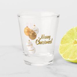 Vaso De Chupito Gold and White Christmas Balls Custom Text