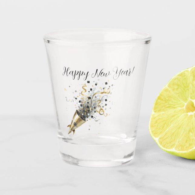 Vaso De Chupito Gold Black New Year's Eve Day Celebration (Anverso)