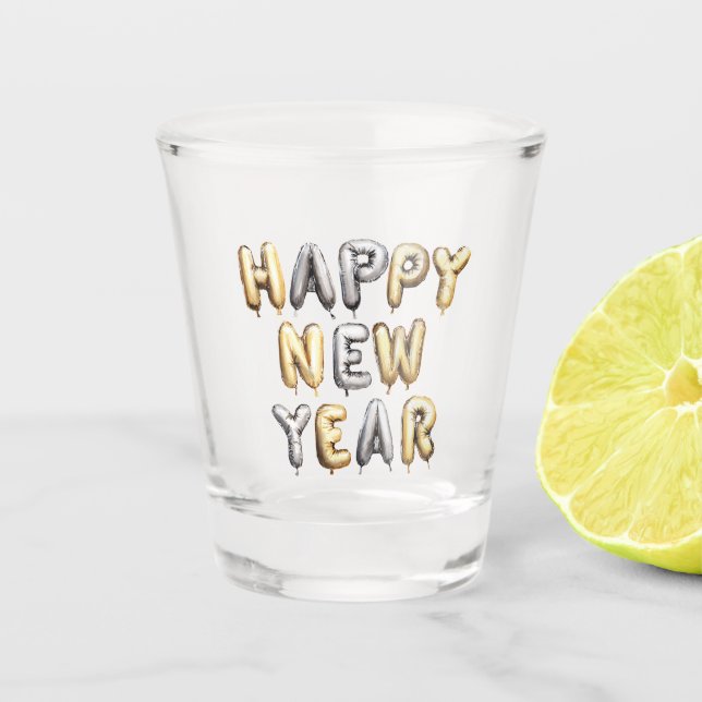 Vaso De Chupito Gold Grey Happy New Year (Anverso)