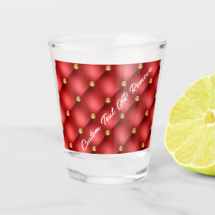 Vaso De Chupito Gold Red Diamond Tufted Custom Text Shot Glass
