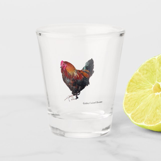 Vaso De Chupito Golden Cockerel Rooster shot glass (Anverso)