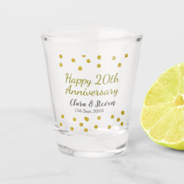Vaso De Chupito Golden dots glitter happy 20th anniversary wedding