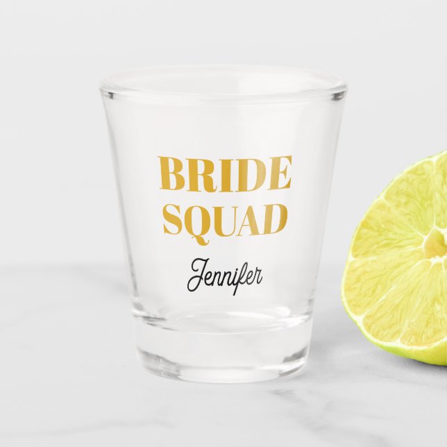 Vaso De Chupito Golden Yellow Wedding Bride Squad Personalized (Anverso)