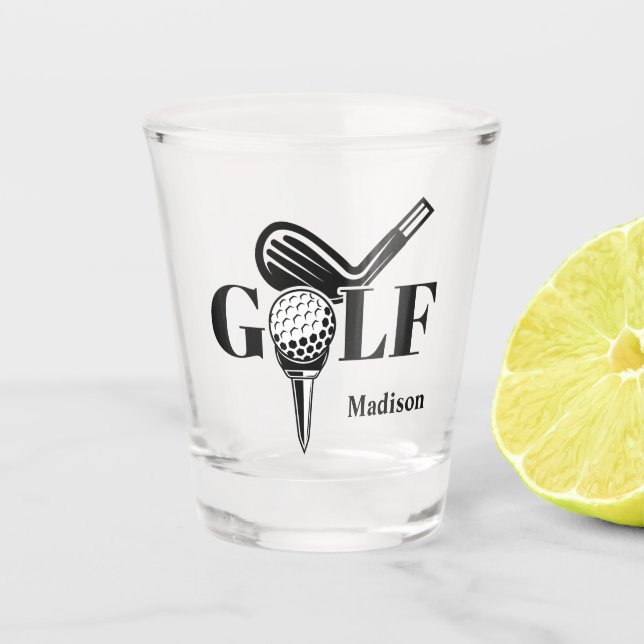 Vaso De Chupito Golf de nombre personalizado (Anverso)