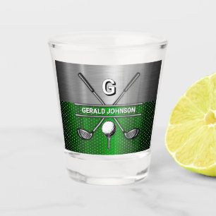 Vaso De Chupito Golf Monograma Verde metálico y Plata