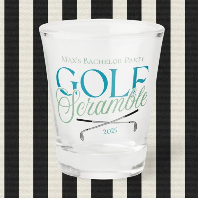 Vaso De Chupito Golf Scramble Moderno Simple Golf Bacheler Party (Get ready to swing into celebration with this custom Golf Scramble bachelor party design!)