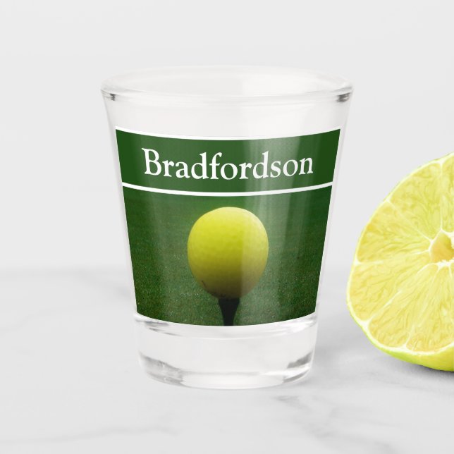 Vaso De Chupito Golfistas nombre campo de golf Amarillo Golf Ball  (Anverso)