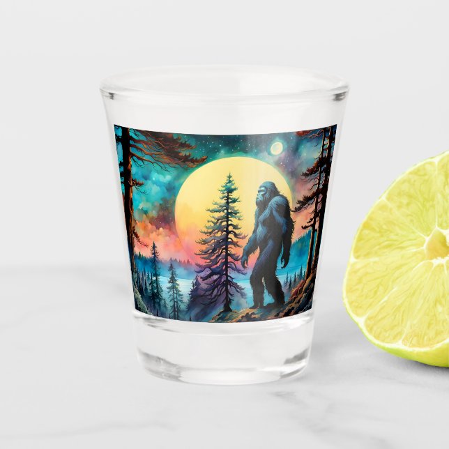 Vaso De Chupito Gone Squatchin' Colorful Sasquatch Moon (Anverso)