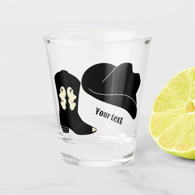 Vaso De Chupito Gorra de Rodeo de Cowboy Negro Personalizado (Anverso)