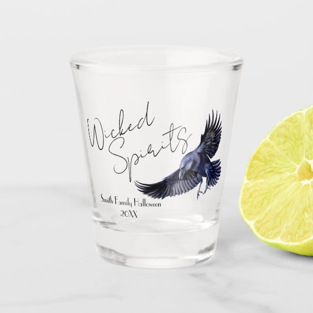 Vaso De Chupito Gótico Raven Espíritus Malvados Personalizado del  (Anverso)