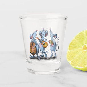 Vaso De Chupito Graciosa banda romántica de ratón - dibujo de an