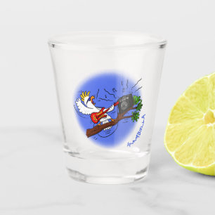 Vaso De Chupito Graciosa cacatúa tocando el personalizado de guita