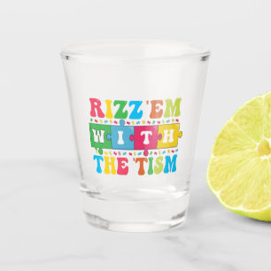 Vaso De Chupito Graciosa conciencia del autismo Rizz'em con el tis