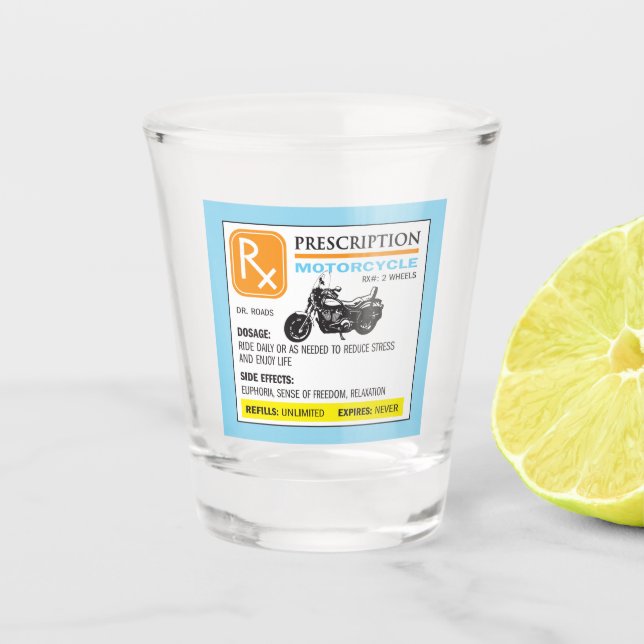 Vaso De Chupito Graciosa motocicleta de prescripción (Anverso)