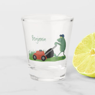 Vaso De Chupito Graciosa rana verde que siembra césped personaliza
