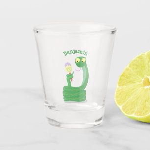 Vaso De Chupito Graciosa serpiente verde con maraca personalizado