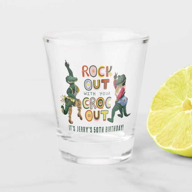 Vaso De Chupito Gracioso cocodrilo salta a rodar con tu croata (Anverso)