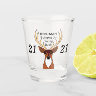 Vaso De Chupito Gracioso Deer Buck Personalizado 21 Cumpleaños