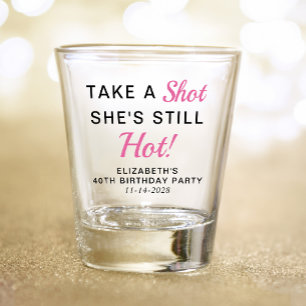 Vaso De Chupito Gracioso favor del partido 40 cumpleaños Rosado