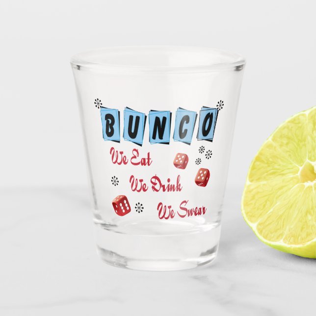 Vaso De Chupito Gracioso Fiesta de bebida retro Bunco (Anverso)