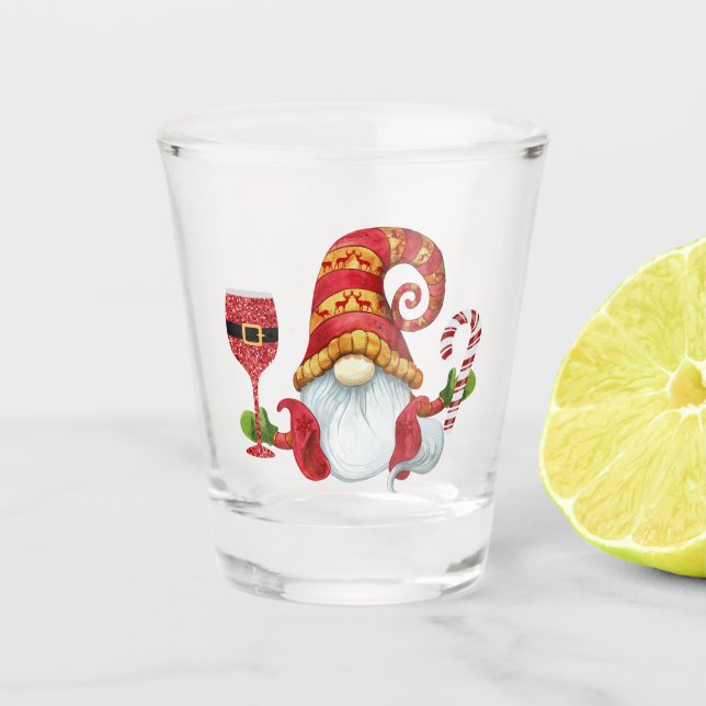 Vaso De Chupito Gracioso Gnome de Santa Hat (Anverso)