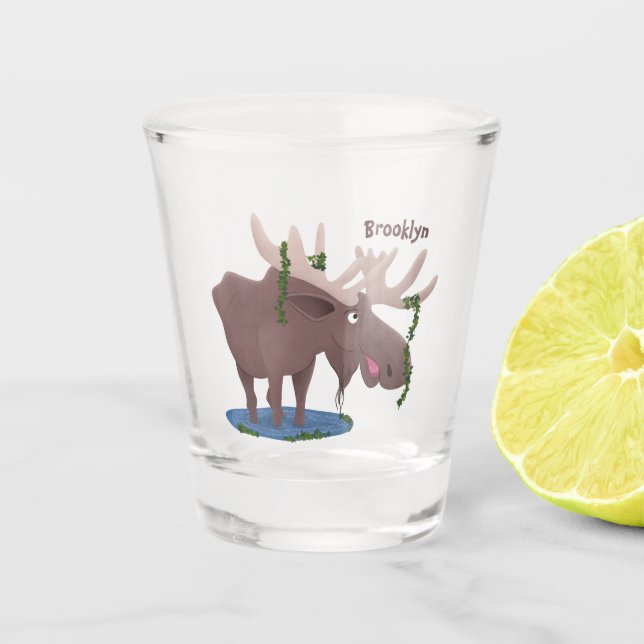 Vaso De Chupito Gracioso ilustracion personalizado de alce feliz (Anverso)