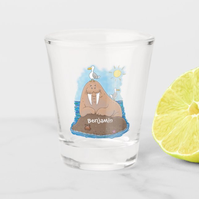 Vaso De Chupito Gracioso ilustracion personalizado de moras felice (Anverso)
